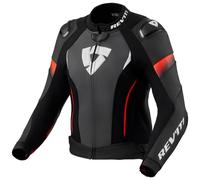 Giacca moto donna Revit Xena 4 Pro in pelle nera e rossa fluo 34