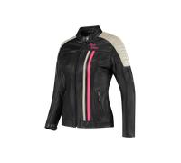 Rusty Stitches Alice, giacca di pelle donna 38 male Nero/Grigio Chiaro/Fucsia
