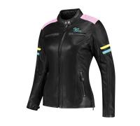 Rusty Stitches Joyce V2 Giacca in pelle da moto da donna, nero-multicolore, taglia 46 per donne