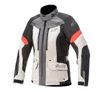 Giacca moto donna touring Alpinestars STELLA VALPARAISO V3 DRYSTAR 3 strati Grigio chiaro Grigio scuro Rosso S