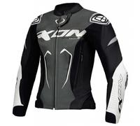 Giacca moto in pelle da donna IXON Vortex 3 nero-antracite-bianco M
