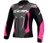IXON Giacca moto donna Vortex 3 in pelle nero-rosa-bianco Taglia L