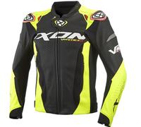 Giacca moto in pelle IXON Vortex 3 nero-giallo fluo S