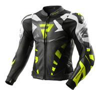 Giacca moto in pelle Rebelhorn Inferno nero-giallo fluo 58