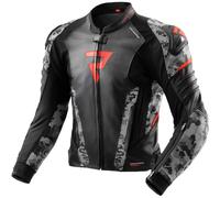 Giacca moto in pelle Rebelhorn Veloce nero-grigio-rosso fluo 50
