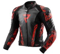 Giacca moto in pelle Rebelhorn Veloce nero-rosso mimetico 48