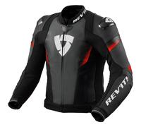 Giacca moto in pelle Revit Control nero-rosso fluo 48