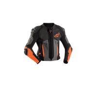 Ixon Vendetta Evo Giacca in pelle per moto, nero-grigio-arancione, taglia M