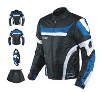 Giacca Moto Manica Staccabile Tessuto Protezioni CE Sfoderabile Gilet Blu
