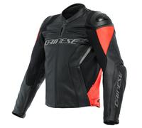 Giacca moto pelle Dainese RACING 4 Nero Rosso Fluo 56