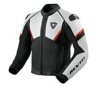 Giacca moto pelle Revit Matador Nero Bianco Neon Rosso 48