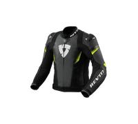 Giacca moto in pelle Revit Control nero-giallo fluo 46