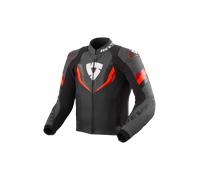 Revit Quantum 3 giacca in pelle da moto traforata, nero/rosso neon, Taglia 54