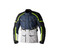 RST Maverick Evo, giacca tessile impermeabile 3XL male Grigio Chiaro/Blu Scuro/Nero/Giallo Fluo