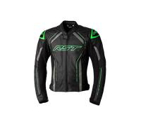 RST S1 Giacca in pelle moto, nero-verde, taglia 40