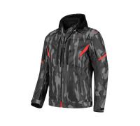Rusty Stitches Dylan Giacca tessile da moto impermeabile, nero-grigio-rosso, taglia XL