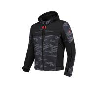 Rusty Stitches Liam Giacca tessile da moto impermeabile, nero-grigio-rosso, taglia 3XL