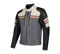 Rusty Stitches Steve Giacca di pelle da moto, nero-grigio, taglia L per maschi