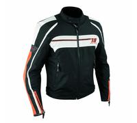 Giacca Moto Sport Impermeabile Sfoderabile Tessuto Inserti Pelle Arancione