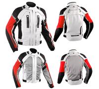 Motorcycle Jacket CE Armour Motorbike Textile Warterproof 4 layer White-Red S