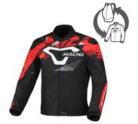 Macna Admyre Giacca tessile da motocicletta impermeabile, nero-bianco-rosso, taglia XL per maschi