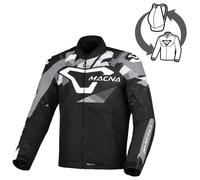 Macna Admyre Giacca tessile da motocicletta impermeabile, nero-bianco, taglia 3XL per maschi