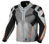 Macna Galvic Giacca da moto in pelle/tessuto traforata, nero/grigio/arancione, Taglia 50