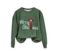 Giacca natalizia da donna, in pile, con stampa Merry Christmas, a maniche lunghe, morbida, con stampa, felpa invernale in peluche, per regali di Natale, Verde, XXL