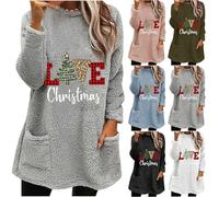 Giacca natalizia da donna, in pile soffice, da donna, JGA, per damigelle d'onore, autunno inverno, termica, senza cappuccio, per regali di Natale, Grigio, L