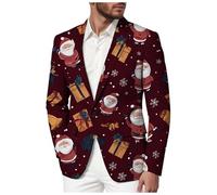 Giacca natalizia da uomo, a maniche lunghe, aderente, casual, con un bottone, giacca 2025 per affari, matrimoni, festival, rave, causale, Natale, giacca da uomo, A#012-Marrone, L
