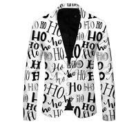 Giacca Natalizia da Uomo Blazer - Giacca Natalizio Giacca da Uomo Natalizia da Uomo Cappotto con Stampa di Lettere Divertenti (White L)