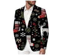 Giacca natalizia da uomo, con stampa di Babbo Natale, slim fit, moderno, con un bottone, giacche eleganti, giacca di Natale, slim fit, casual, giacca da vacanza, costume di Natale, smoking per uomo e