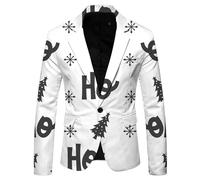 Giacca Natalizio da Uomo - Giacca Natale Giacca da Uomo Natalizia da Uomo Cappotto con Stampa di Lettere Divertenti (Black 3XL)