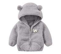 Giacca Neonato Con Cappuccio In Fleece Per Bambini E Bambine Con Orecchie Calda Giacca Cartoon Orso Con Zip Abrigo Con Orejas Prendas De Vestir CáLidas Abrigo Con Cremallera Para (a-Grey, 6-12 Months)