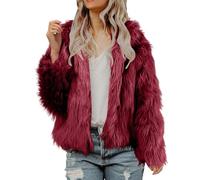 Giacca Nera Donna - Cappotto da Donna Giacca in pelliccia con cappuccio a Maniche Lunghe sul davanti Capispalla caldi Giacche shaggy Giacca Piumino Corto