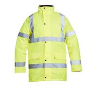 Giacca Nera Hi Vis Lunga Con Fodera In Pile E Trapuntata Alta Visibilità Calda