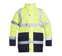 Giacca Nera Hi Vis Lunga Con Fodera In Pile E Trapuntata Alta Visibilità Calda