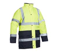 Giacca Nera Hi Vis Lunga Con Fodera In Pile E Trapuntata Alta Visibilità Calda