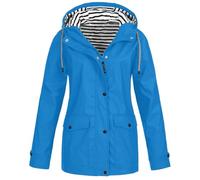Giacca outdoor da donna, impermeabile, antivento, giacca softshell leggera, sottile, con cappuccio, foderata, funzionale per la primavera, la bicicletta, Celeste., M