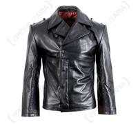 Giacca Panzer U-Boat - Pelle Nera - Tedesca WW2 Repro - Abbottonato Uniforme