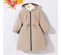 Giacca parka con cappuccio a metà lunghezza, decorazione con lettere, stile casual, ampia, cappotto trench autunno inverno, per la scuola, il giorno della carriera, mamma & sorella & me 6Y,7Y,4Y,5YCol