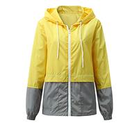 Giacca patchwork da donna leggera ad asciugatura rapida giacca da donna con cappuccio impermeabile con zip completa impermeabili escursionismo ciclismo capispalla ripiegabile vestibilità ampia felpe