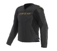 Dainese Racing 5 Giacca in pelle da moto, nero/oro, Taglia 50