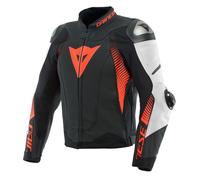 Giacca Pelle SUPER SPEED 4 Perforated Bianco Rosso Fluo DAINESE - AN: 50