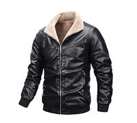 Giacca Pelle Uomo Cerniera Vintage Giacca Similpelle Biker Casual Moda Cotone Giacca Giubbino da Motociclista in Pelle Sintetica Giacca Nero, Le Noir, XXL, Giacca