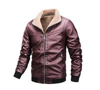 Giacca Pelle Uomo Cerniera Vintage Giacca Similpelle Biker Casual Moda Cotone Giacca Giubbino da Motociclista in Pelle Sintetica Giacca Nero, Vino, L, Giacca