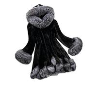 Giacca Pelliccia Sintetica Donna con Cappuccio Elegante Invernale Giubbino Manica Lunghe Caldo Taglie Forti Cardigan Capispalla Outwear