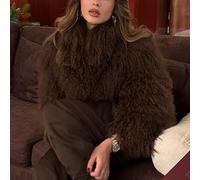 Giacca pelosa a maniche lunghe da donna alla moda per la primavera e l'autunno (L marrone)