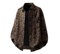 Giacca per il tempo libero da uomo con motivo leopardato, a maniche lunghe, elegante cardigan per un abbigliamento casual quotidiano alla moda