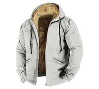 Giacca Pile Uomo, Giacca in Pile Marrone con Cappuccio da Uomo Color Puro, Autunno e Inverno, Calda Giacca Sportiva Casual, Tendenza Moda Must (Grey, XXL)